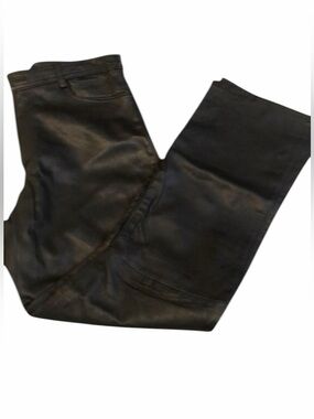 Madewell size 32 black high waist coated pull on jeans with stretch some sheen